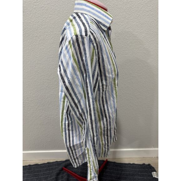 Robert Graham Paisley Stripe Long Sleeve Button Shirt Medium Minimalist, Wedding - Picture 3 of 8